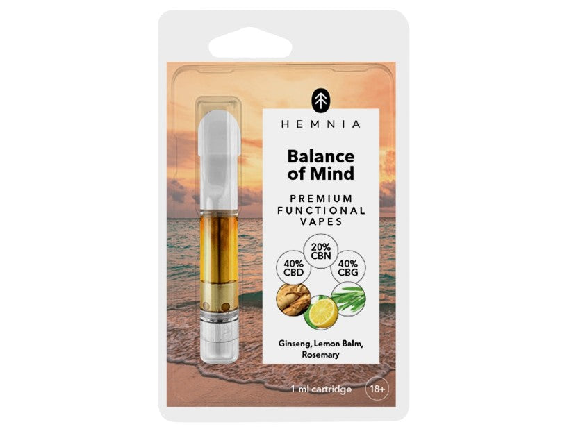 Hemnia Kartusche Balance of Mind - 40 % CBD, 40 % CBG, 20 % CBN, Ginseng, Zitronenmelisse, Rosmarin, 1 ml