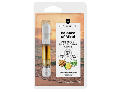 Hemnia Kartusche Balance of Mind - 40 % CBD, 40 % CBG, 20 % CBN, Ginseng, Zitronenmelisse, Rosmarin, 1 ml