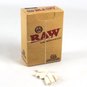 Raw Natural Unrefined Cotton Filters 6mm. 120 filter per box