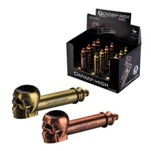 Champ High Metal Skull Pipe Gold + Bronze